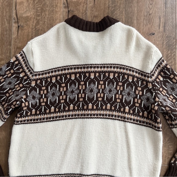 Vintage 90s St Michael Crew Neck Full Zip Fair Isle Cardigan Fishermans Sweater - Picture 7 of 15
